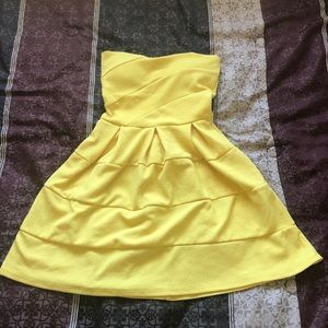 Yellow Strapless Dress